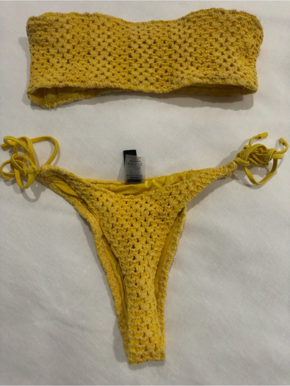 triangl swimwear Yellow Crochet Bandeau Bikini Set